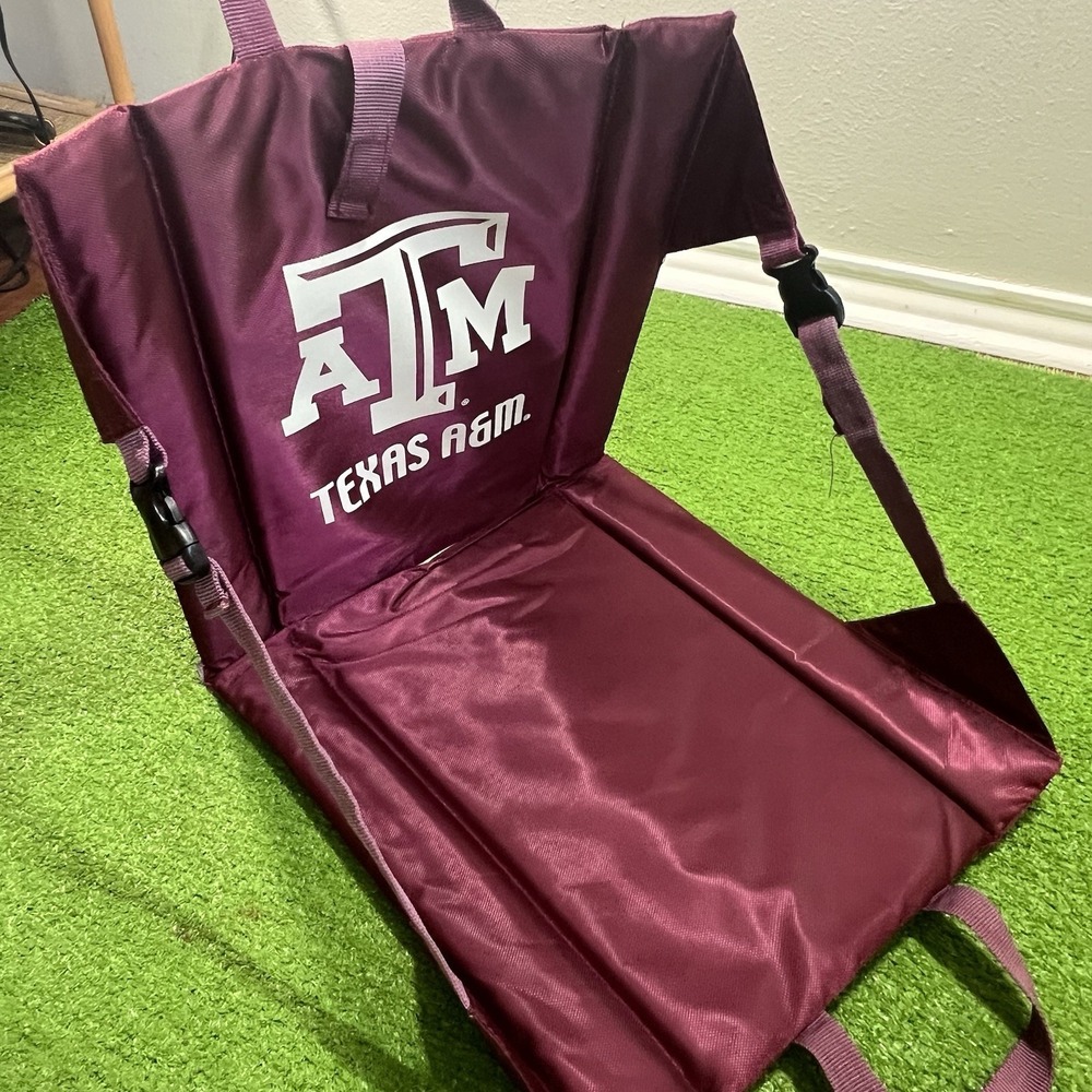 Texas  A&M Stadium Seat Cushion Aggie‎ Fold Up Bleacher Chair Back EUC